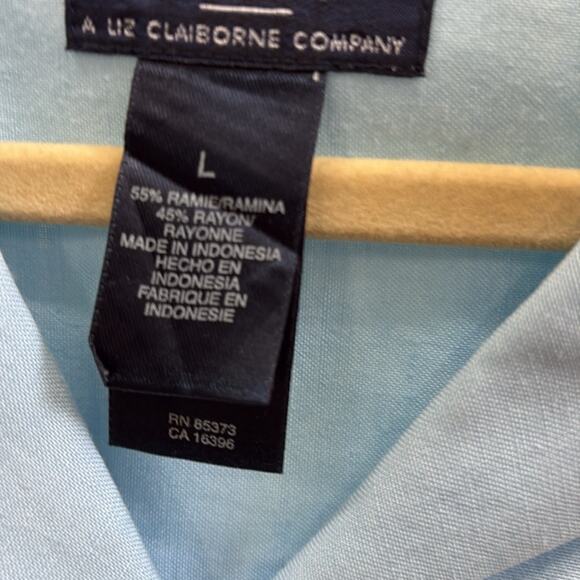 Liz Claiborne Crazy Horse women’s large Light Blue button down Top blouse - Picture 4 of 5